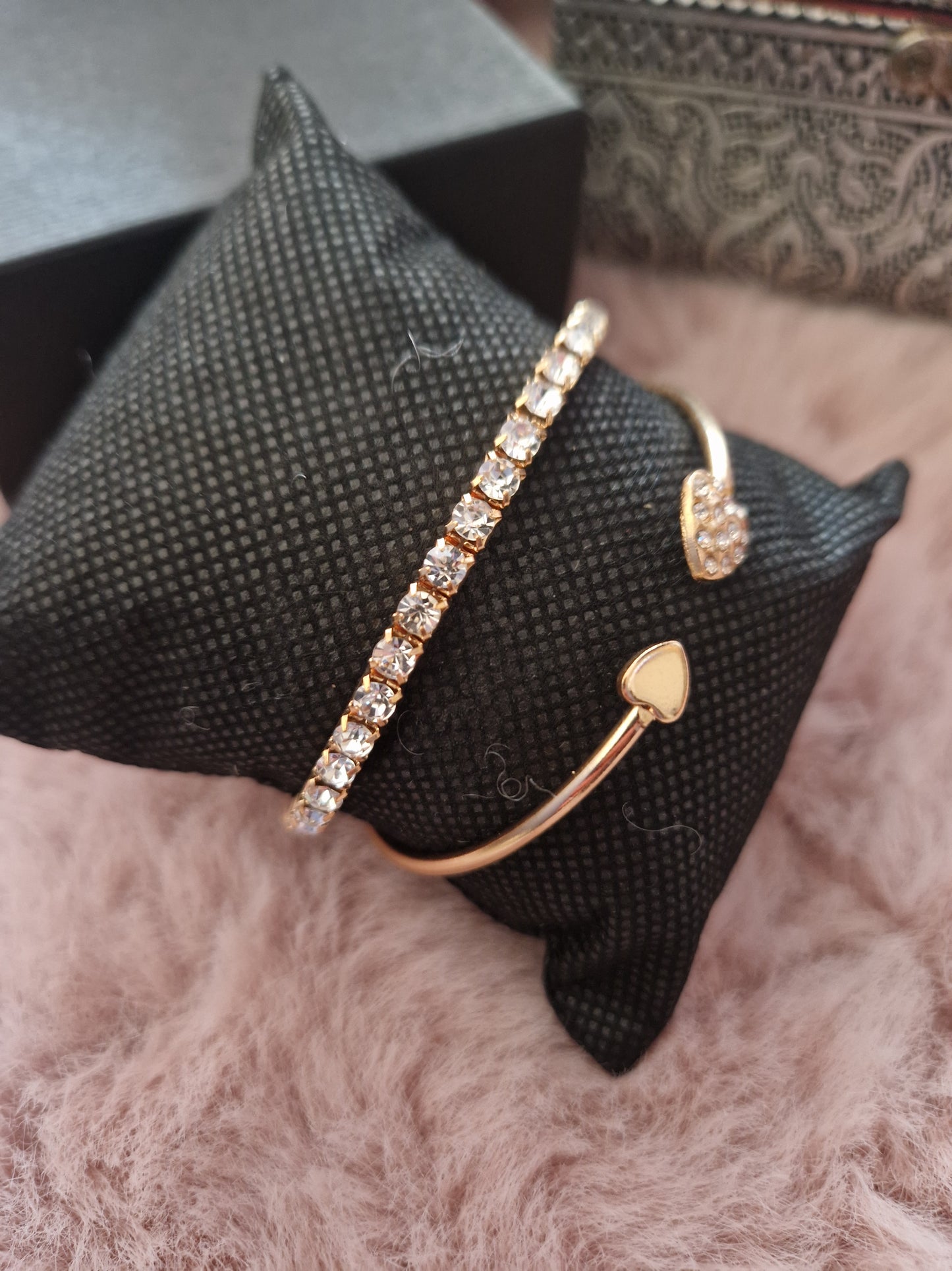 Bracelets duo coeur et strass